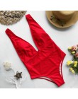 Simplee Sexy rojo de una pieza mujeres bodysuit Push up cuello en V traje de baño en general de verano sin mangas femenino sólid
