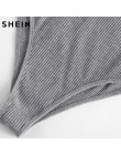 SHEIN Lace Up Front Rib knitted Heathered Bodysuit gris cuello redondo sin mangas verano Sexy Skinny Body Suits para mujer