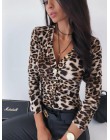 Sexy Deep V cuello Leopard Ladies Bodysuits Blusa de manga larga Body mujeres Satin mameluco Animal Print Body overoles para muj