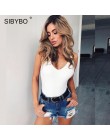 Sibybo 2019 Sexy elegante body sin espalda para mujer negro/blanco con cuello en V profundo verano monos bodycon, peleles para m