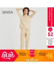 Wixra conjuntos y trajes de suéter para mujer de cuello alto de manga larga suéteres de punto + bolsillos pantalones largos 2 ud