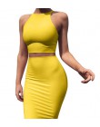 Conjunto de dos piezas de falda y parte superior de la cosecha de anjamoral conjunto de verano de Club amarillo ropa Sexy para m