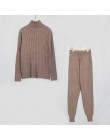 Wixra de punto para mujer conjuntos de suéteres de manga larga de cuello alto + bolsillos pantalones largos sólidos trajes de 2 