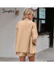 Simplee elegante traje corto de dos piezas para mujer Casual streetwear conjuntos de chaqueta femenina Chic 2019 traje de blazer