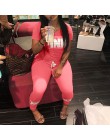 Chándal Sexy con estampado de letras rosadas de talla grande Casual de 2 piezas conjunto de camisetas de verano S-XXXL + Pantalo