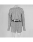 Suéter de Ohvera conjunto de dos piezas de punto de manga larga y pantalones cortos ajustados traje de invierno Sexy conjunto de