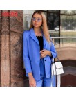 Tangada 2019 mujer formal blazer azul manga larga señoras abrigo femenino bolsillos chaqueta de botones trabajo Oficina traje de