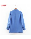 Tangada 2019 mujer formal blazer azul manga larga señoras abrigo femenino bolsillos chaqueta de botones trabajo Oficina traje de
