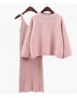 2018 otoño mujer suéter + Straped vestido conjuntos de Color sólido femenino Casual dos piezas trajes suéter suelto tejido Mini 