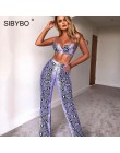 Sibybo Snake Skin Print Sexy conjunto de dos piezas mujer Correa alta cintura otoño Crop conjunto de Top y pantalones con cremal