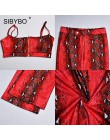Sibybo Snake Skin Print Sexy conjunto de dos piezas mujer Correa alta cintura otoño Crop conjunto de Top y pantalones con cremal