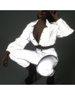 BOOFEENAA reflectante conjunto de dos piezas con cordón Crop superior y pantalones Hip Hop Club Festival traje chándal Joggers t