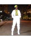 BOOFEENAA reflectante conjunto de dos piezas con cordón Crop superior y pantalones Hip Hop Club Festival traje chándal Joggers t