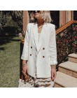 WOTWOY doble botonadura blanco negro Blazer femenino de manga larga Oficina señoras Blazer 2019 otoño chaqueta mujer prendas de 
