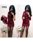 YYFS trajes formales mujer Sexy vaina cuello redondo Mini vestido Casual abrigo dos piezas 2019 nueva moda garnipur damski Sets 