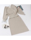 Conjunto de 2 piezas de GIGOGOU suéter de punto Lurex bumper de punto brillante y trajes de falda moda cuello en V Sexy chándale