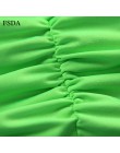 FSDA verde neón acanalado vestido sin espalda conjunto de dos piezas traje de Club Mujeres espagueti correa corta y Mini falda S