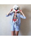 Conjunto de dos piezas a rayas Vintage para mujer 2019 trajes azules de verano para mujer Camisetas y pantalones cortos elegante