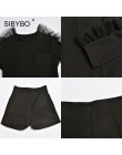 SIBYBO Deep v-cuello malla empalmado Sexy mujer Blazer y pantalones cortos conjunto de manga larga otoño dos piezas mujeres negr