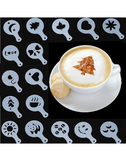 16 Uds café latte capuchino camarero arte plantillas para pastel plumero plantillas herramientas de café accesorios Gusto espres