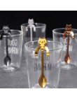 Cuchara con forma de gato de dibujos animados de acero inoxidable cubiertos de mango largo utensilios para beber café Gadget de 