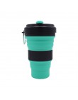 Taza de silicona plegable de 550ml tazas portátiles de silicona telescópica para beber taza de café de sílice plegable con tapas