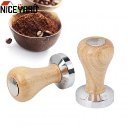 51MM 49MM mango de madera martillo en polvo de café de acero inoxidable herramientas de seguridad de café