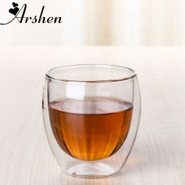 Arshen nueva tecnología 80ml cristalería doble transparente de doble pared tazas de té de café cristalería sopa de cerveza de le