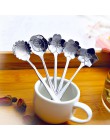5 unids/lote vajilla forma de flor azúcar Acero inoxidable plata té café cuchara cucharas cubiertos para helado utensilios de co