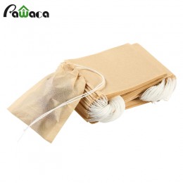 100 unids/lote bolsa de té bolsas de papel de filtro sello térmico infusor colador de té bolsa de té con cordón de madera para h