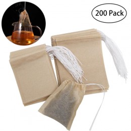 200 Uds., telas no tejidas, bolsitas de té con cordón, bolsas de papel de filtro, bolsas de té vacías para hierbas de polvo de t