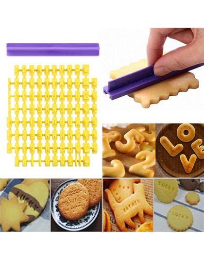 Alfabeto número letra hornear molde 3D galleta estampadora de estampillas cortador pastel Fondant moldes DIY molde amarillo cort