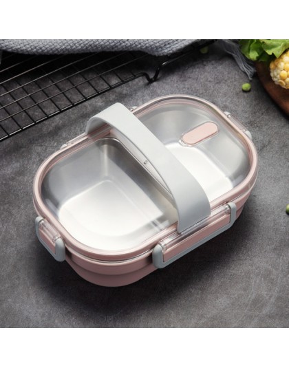 Caja de almuerzo portátil japonesa para niños escuela 304 de acero inoxidable Bento cocina contenedor de comida a prueba de fuga