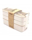 Lonchera de Material saludable portátil de 900ml cajas Bento de paja de trigo de 3 capas vajilla de microondas contenedor de alm