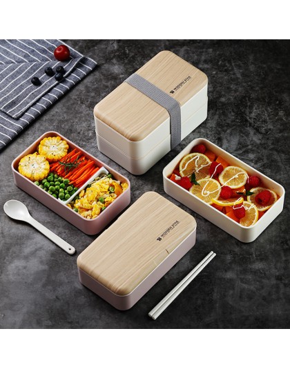 TUUTH microondas doble capa lonchera 1200ml de madera sensación ensalada Bento caja BPA libre Portable Container Box trabajadore