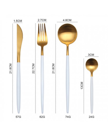 Cubiertos de oro 18/10 cubertería de acero inoxidable palillos cuchillo de mantequilla postre cuchara para cenas de la horquilla
