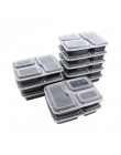 10 Uds. De plástico reutilizable Bento caja de almacenamiento de comida preparación de alimentos caja de almuerzo 3 compartiment