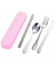 Alta calidad 4 Uds palillos chinos portátiles tenedor cuchara cuchillo cubiertos de viaje Juego de Herramientas de comer product
