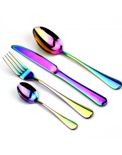 Creativo Acero inoxidable cubiertos de colores vivos Set arcoíris cena Set viaje Tenedor de mesa cuchillo para boda y Hotel 1 Ud