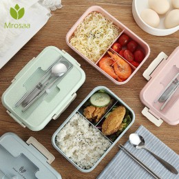 Caja de almuerzo de microondas japonesa de 1000ml caja Bento de plástico portátil para niños con compartimentos sin BPA caja de 