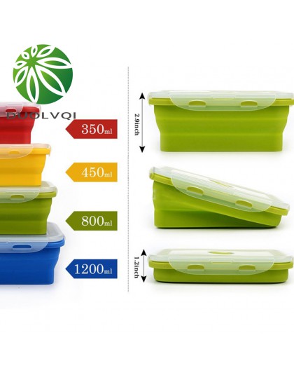 Lonchera portátil de silicona Duolvqi recipiente de comida plegable colorida lonchera 350/500/800/1200ml respetuosa con el medio