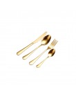 Cuchara de oro cuchillo cubiertos de oro cuchillos boda tenedores de mesa cuchillos, cucharas de plata viajes cubiertos Dropship