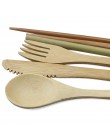 Juego de cubiertos de madera de 7 piezas Juego de vajilla de paja de bambú con bolsa de tela cuchillos tenedor cuchara palillos 