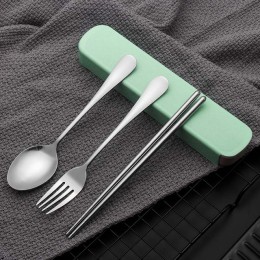 Cubertería portátil de acero inoxidable tenedor cuchara cuchillo juego de cubiertos de viaje juego de cena mejorada reutilizable
