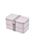 Caja de doble capas de comida de paja de trigo de 1200ml con cuchara, caja Bento de Material saludable, caja de almacenamiento d