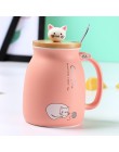 Creativo color gato resistente al calor taza de dibujos animados con tapa 450ml taza gatito café tazas de cerámica niños taza de
