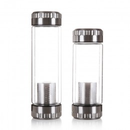 Botella de cristal de botella de agua de tipo comercial de 400ML con filtro de Infusor de té de acero inoxidable vaso de agua de