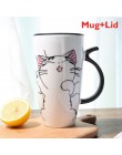 Taza para café de cerámica con Gato lindo de 600ml con tapa jarras de animales de gran capacidad tazas creativas de té de café t