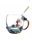 Azul Rosa esmalte cristal taza flor té vidrio de alta calidad de vidrio de agua taza de flor taza con asa regalo perfecto para e