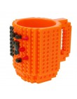 1 unidad de 12oz de taza de café construido en ladrillo tipo bloques de construcción taza con diseño de rompecabezas de bloques 